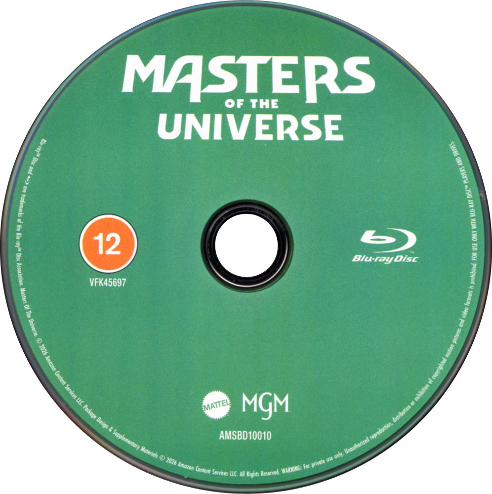 Masters of the universe 2026 elokuvan Blu-Ray julkaisun levy